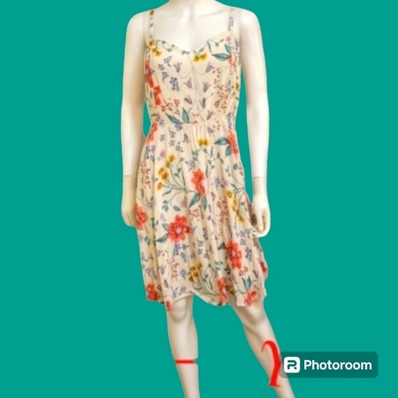 OLD NAVY 1990s Floral Spaghetti Strap Smock Camisole Slip Dress Junior XL - Picture 1 of 11